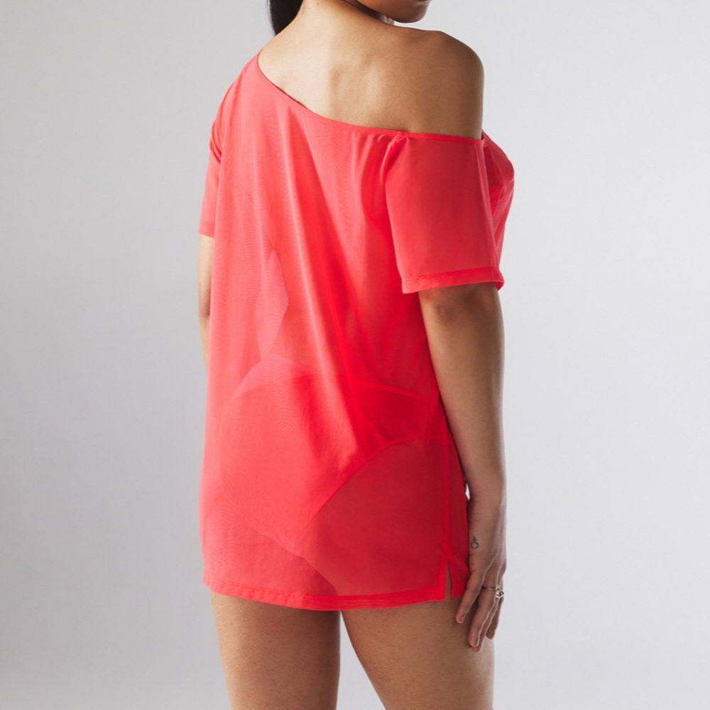 Savage X Fenty I Dare Hue Mesh off the shoulder sleep shirt, size L, NWOT